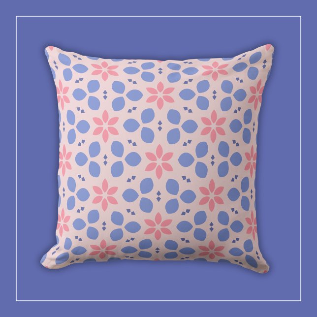 Almofada Flores Botânicas Rosa e Azul em Floral Feminino (Criador carregado)