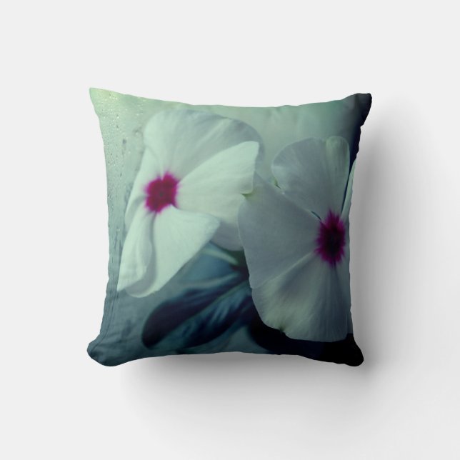 Almofada Flores brancas Alcance de 41 cm x 41 cm (Frente)