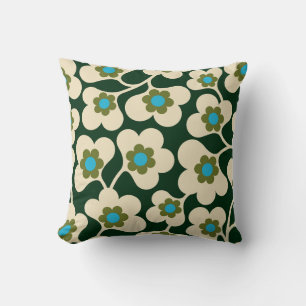 Almofada flores brancas verdes orla kiwis