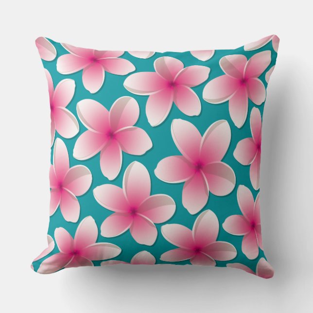 Almofada Flores Brilhantes Frangipani/ Plumeria (Frente)