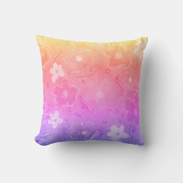 Almofada Flores Coloridas Desbotadas (Frente)