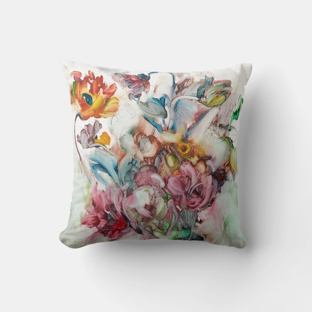 Almofada Flores coloridas que pintam em um travesseiro (Frente)
