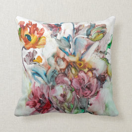 Almofada Flores coloridas que pintam em um travesseiro