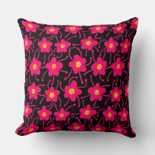 Almofada Flores Concorrentes - Vermelho Neon e Amarelo em P