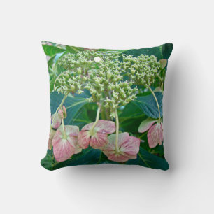 Almofada Flores cor-de-rosa do Hydrangea do Laço-Boné -