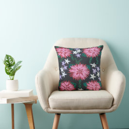 Almofada Flores de abstrato em Preto