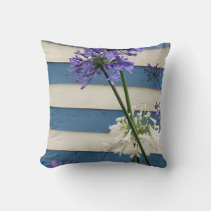 Almofada Flores De Alho Branco E Mauve Em Stripes