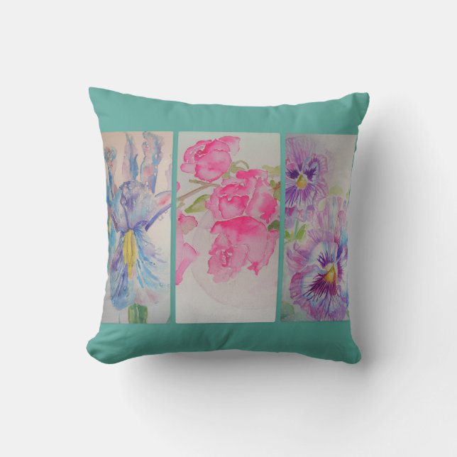Almofada Flores De Amor Cushion Turquoise Floral (Frente)