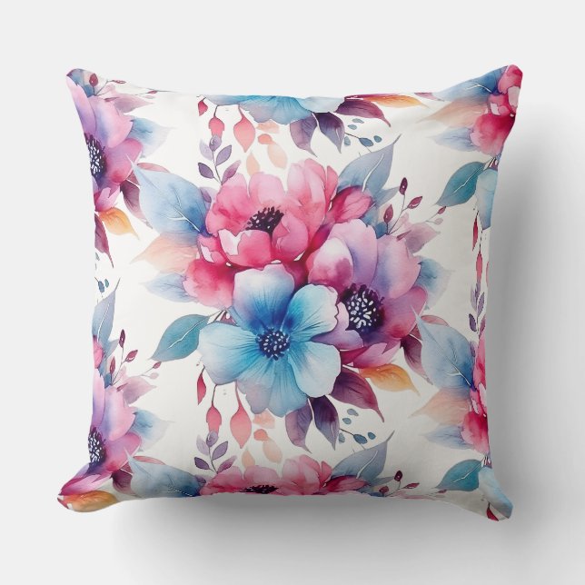 Almofada Flores de Aquarela Design Floral (Frente)