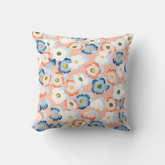 Almofada Flores de Aquarela: Padrão de Vintagem (Frente)
