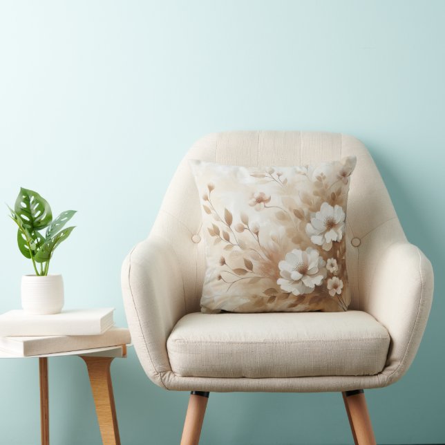 Almofada Flores de bege moderno 19 Poster (Cadeira)