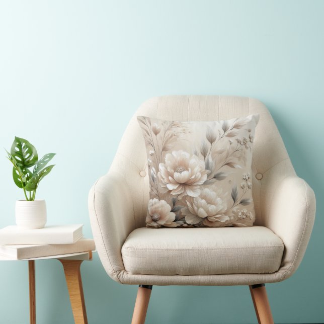 Almofada Flores de bege moderno 8 Poster (Cadeira)