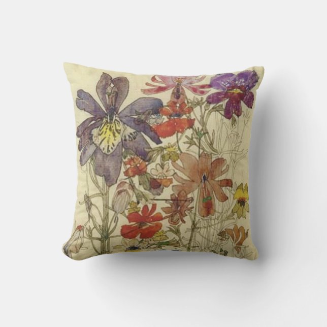 Almofada Flores de Borboleta por Charles Mackintosh (Frente)