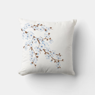 Almofada Flores de Cerejeira Azul Branco
