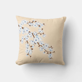 Almofada Flores de Cerejeira Azul Branco
