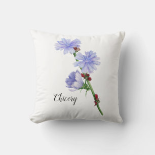 Almofada Flores de Chicória Aquarela