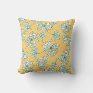 Almofada Flores De Chrysanthemum Vintage, Padrão Oriental.