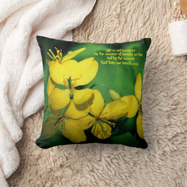 Almofada Flores de Citação Inspiradora de Vida  (Cobertor)