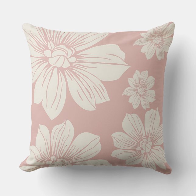 Almofada Flores de cor creme (Frente)