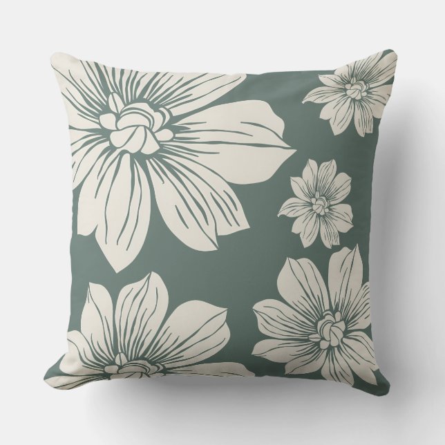 Almofada Flores de cor creme (Frente)