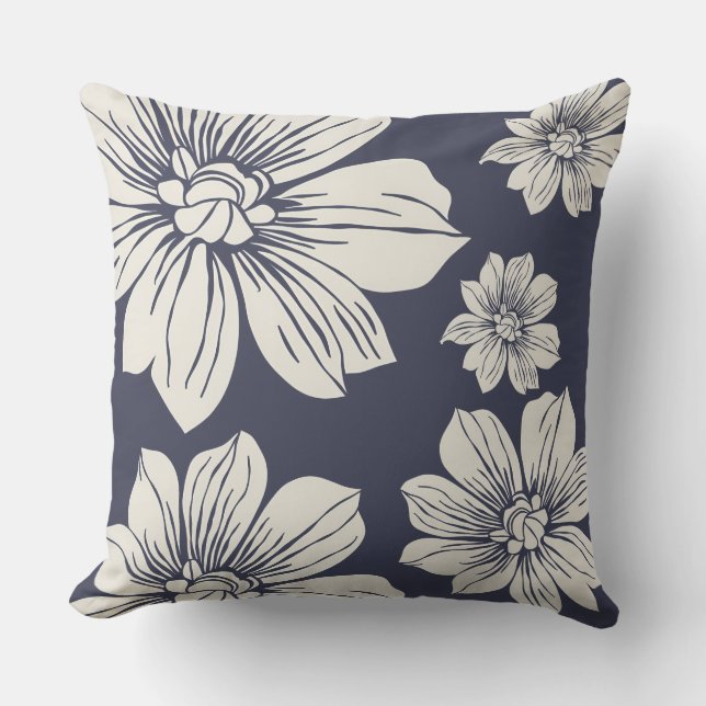 Almofada Flores de cor creme (Frente)