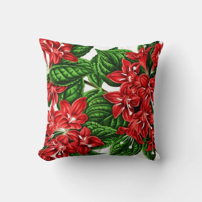 Almofada Flores de gengibre vermelho, impressão de colheita (Frente)