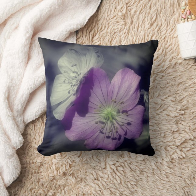 Almofada Flores de Gerânio Roxo Claro (Cobertor)