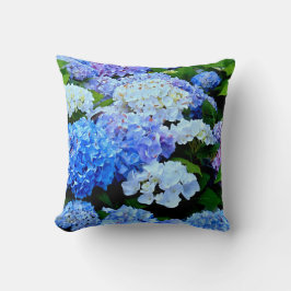 Almofada Flores de Hydrangea Branco Azul-TRAVESSEIRO QUADRA