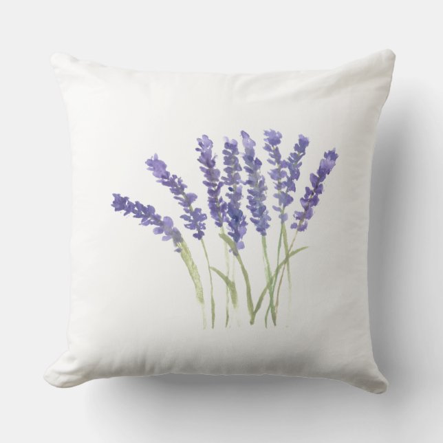 Almofada Flores de lavanda herbáceas roxas Violeta (Frente)