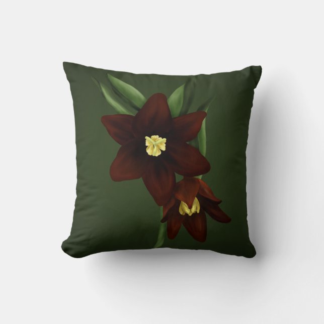 Almofada Flores De Lily De Chocolate Ilustradas (Frente)