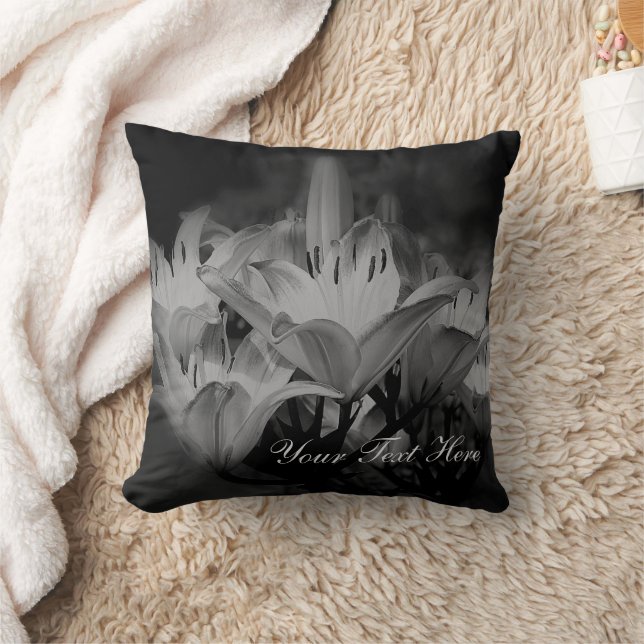 Almofada Flores De Lily Em Preto E Branco Personalizadas (Cobertor)
