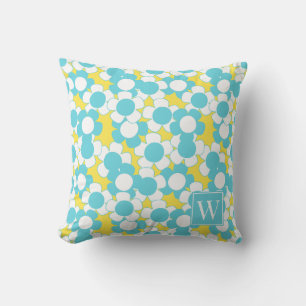 Almofada Flores de Margarida Preppy – Monograma Amarelo e T