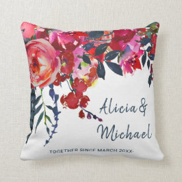 Almofada Flores de marinho vermelho-quic boho vibrante com