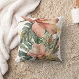 Almofada Flores de Orquídea da Selva em Aquarela