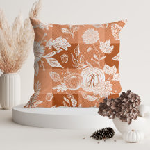 Flores de outono e Xadrez laranja de abóbora de ab