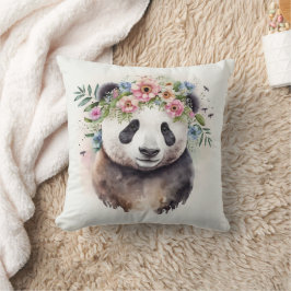 Almofada Flores de Panda Aquarela