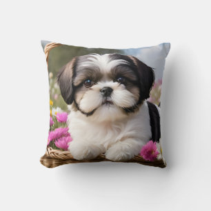 Almofada Flores De Pequeno Shuz Tzu Puppy Basket