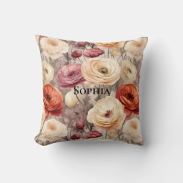 Almofada Flores de primavera de Creme de Borgonha
