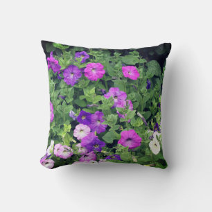 Almofada Flores de primavera Flores Roxas de Petunia Floral