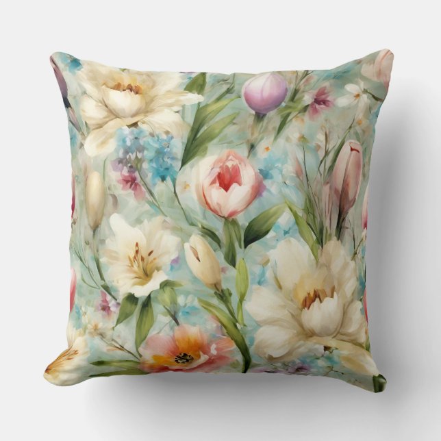 Almofada Flores de primavera no Estilo do Impressionismo (Frente)