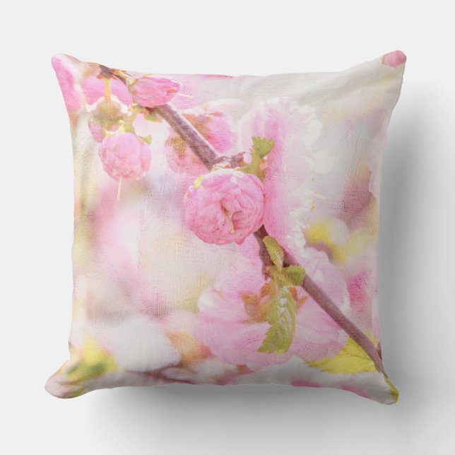 Almofada Flores de sakura rosa - Flor de cerejeira japonesa (Frente)