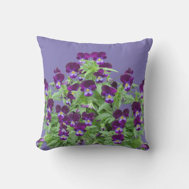 Almofada Flores de Viola Roxa Alegre Pátio Exterior (Frente)