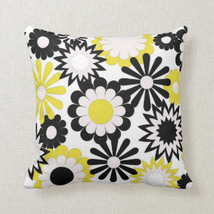 Almofada Flores dos travesseiros decorativos, do amarelo,