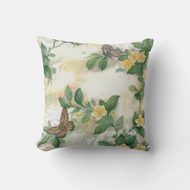 Almofada Flores E Borboletas Travesseiro Reversível (Frente)