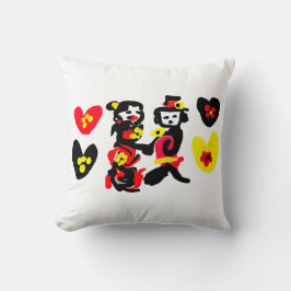 Almofada Flores e dia de São Valentim preto e vermelho