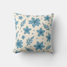 Flores e Folhas Estrela Azul Creme