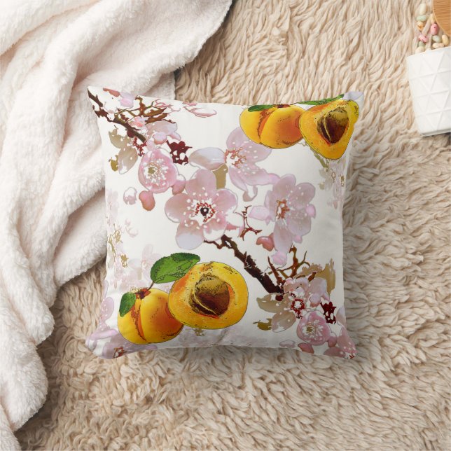 Almofada Flores e frutas de damasco. (Cobertor)