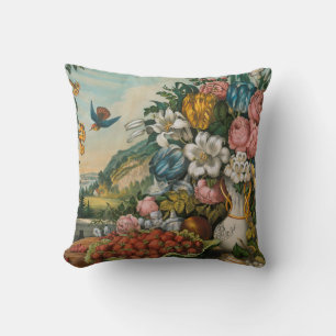 Almofada Flores e Frutas do Rio Hudson Currier & Ives