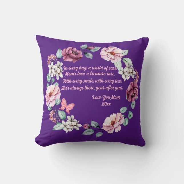 Almofada Flores e Poema para Mãe Personalizada (Frente)