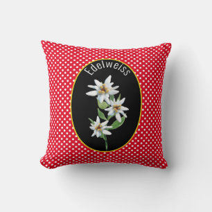 Almofada Flores Edelweiss em Bolinhas Vermelhas e Brancas